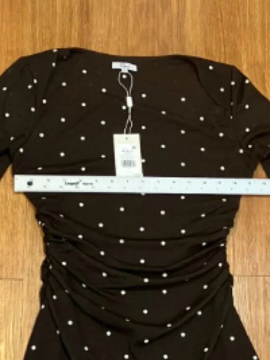 Rails Celano  Mini Dress Cocoa Polka Dots Ruffle Hem Size M - Picture 9 of 10